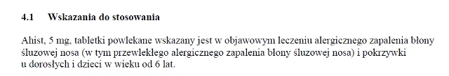 Wskazania wg ChPL