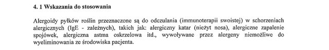 Wskazania wg ChPL