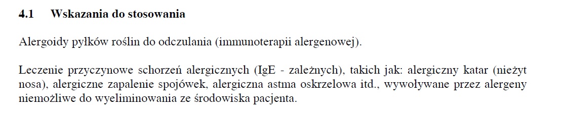 Wskazania wg ChPL
