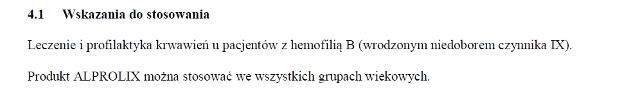 Wskazania wg ChPL