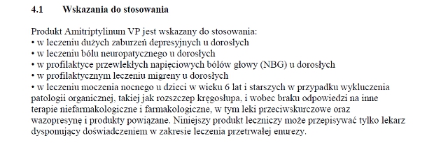 Wskazania wg ChPL