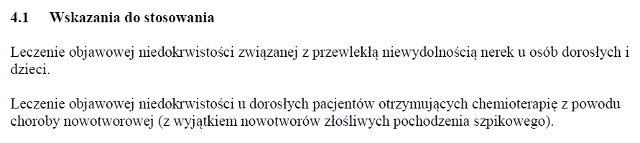 Wskazania wg ChPL