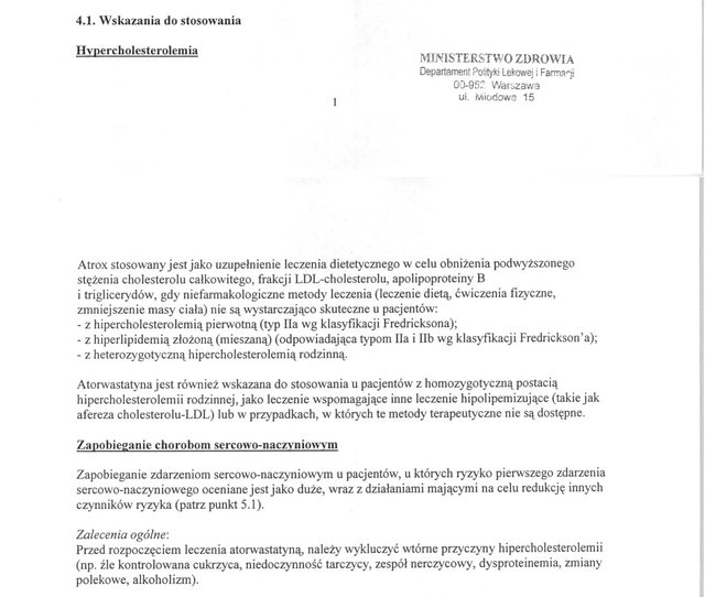 Wskazania wg ChPL