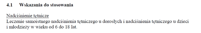 Wskazania wg ChPL
