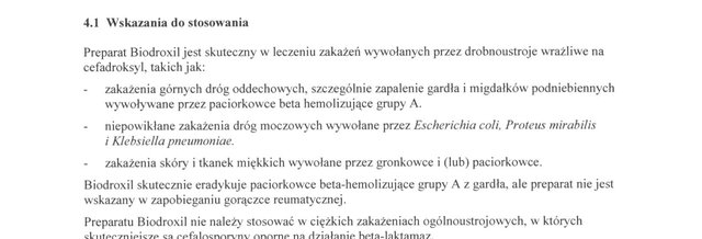 Wskazania wg ChPL