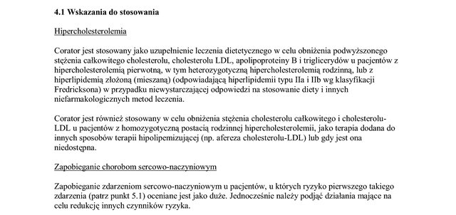 Wskazania wg ChPL