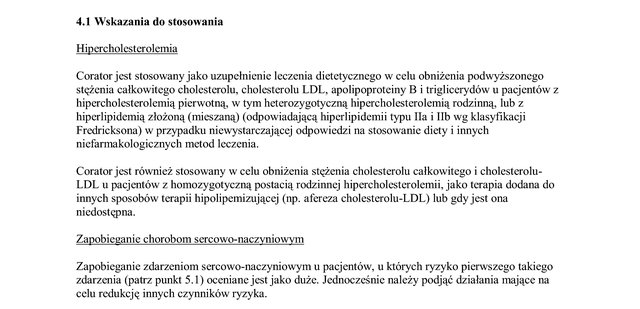 Wskazania wg ChPL