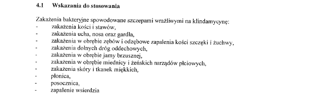 Wskazania wg ChPL