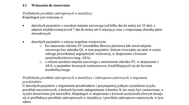 Wskazania wg ChPL
