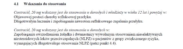 Wskazania wg ChPL