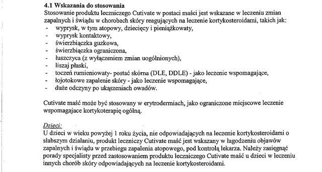 Wskazania wg ChPL