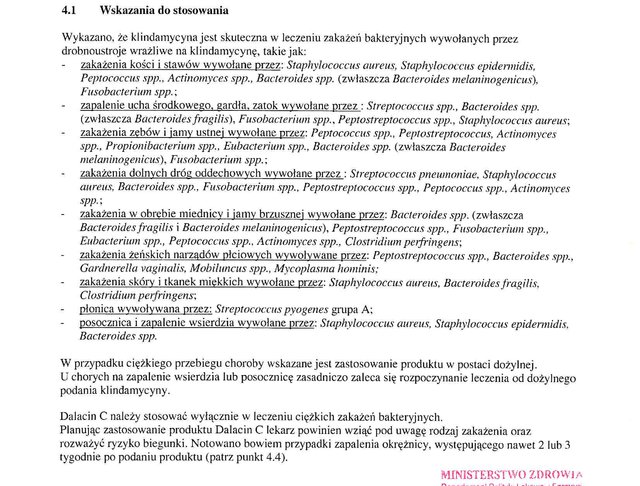 Wskazania wg ChPL