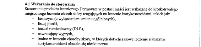Wskazania wg ChPL