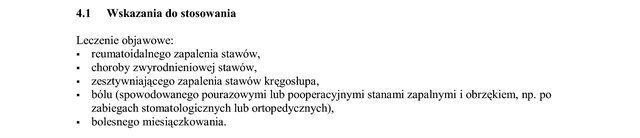 Wskazania wg ChPL