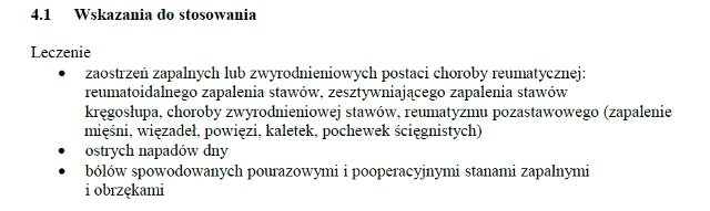 Wskazania wg ChPL