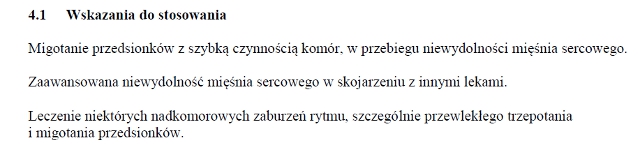 Wskazania wg ChPL