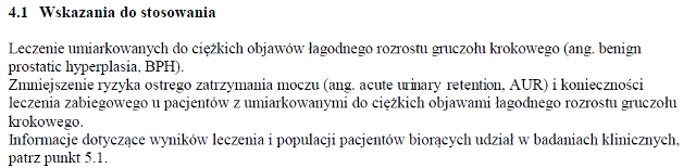 Wskazania wg ChPL
