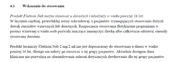 Wskazania wg ChPL
