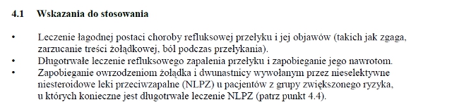 Wskazania wg ChPL