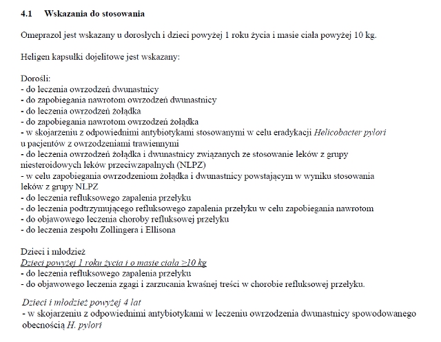 Wskazania wg ChPL