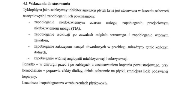 Wskazania wg ChPL