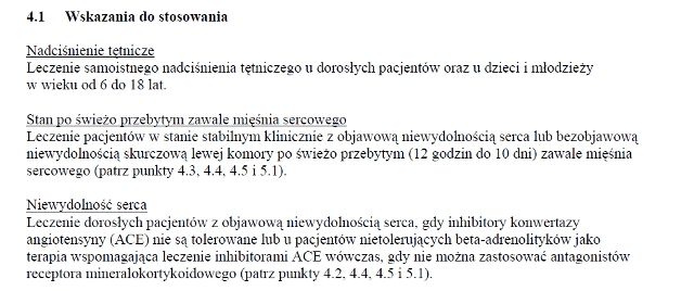 Wskazania wg ChPL