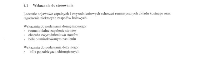 Wskazania wg ChPL