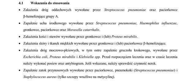 Wskazania wg ChPL