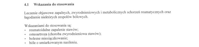 Wskazania wg ChPL