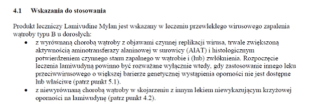 Wskazania wg ChPL
