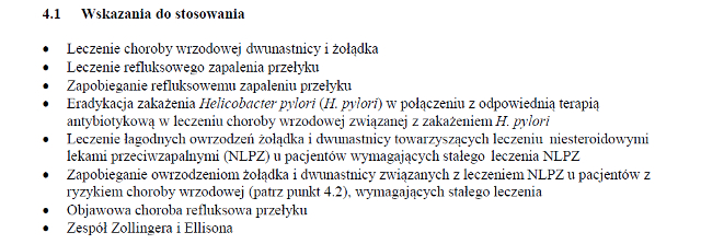 Wskazania wg ChPL