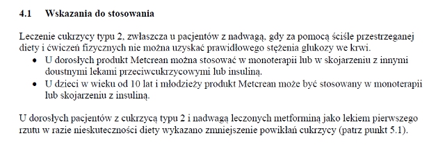 Wskazania wg ChPL