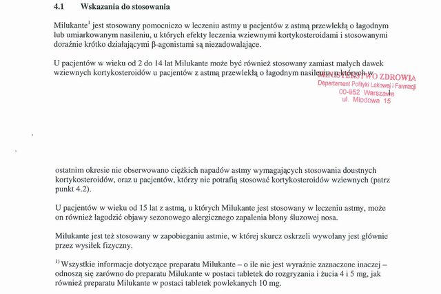 Wskazania wg ChPL