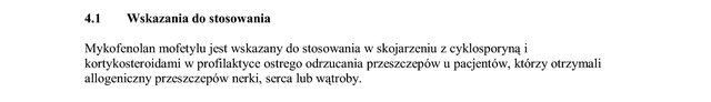 Wskazania wg ChPL