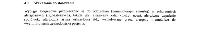 Wskazania wg ChPL