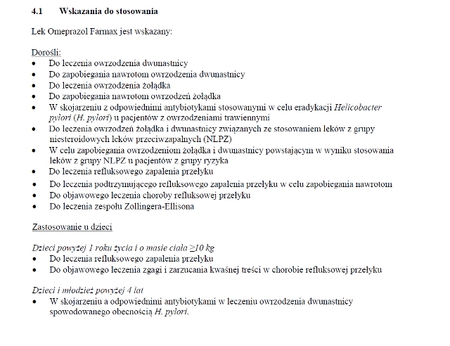 Wskazania wg ChPL