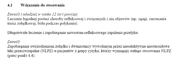 Wskazania wg ChPL