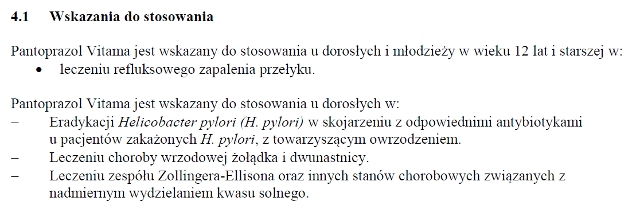 Wskazania wg ChPL
