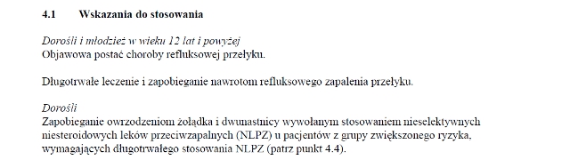 Wskazania wg ChPL