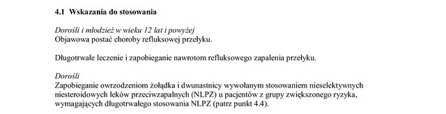 Wskazania wg ChPL