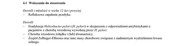 Wskazania wg ChPL