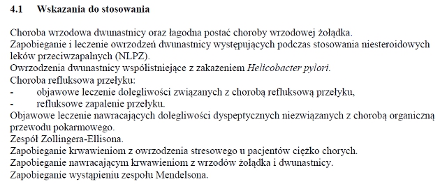 Wskazania wg ChPL