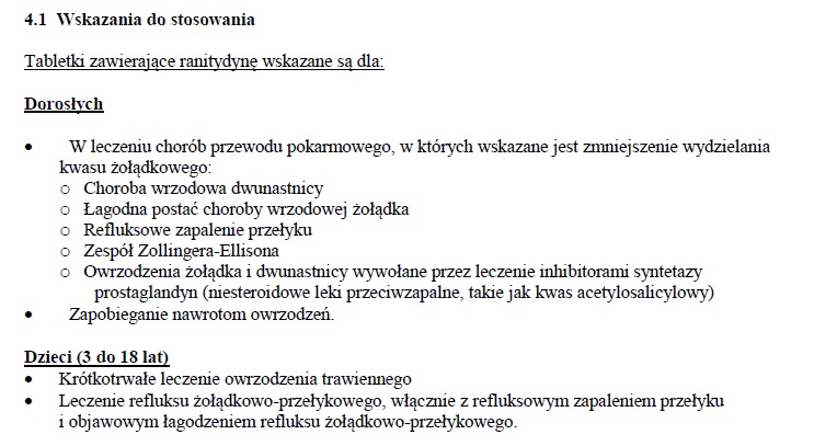 Wskazania wg ChPL