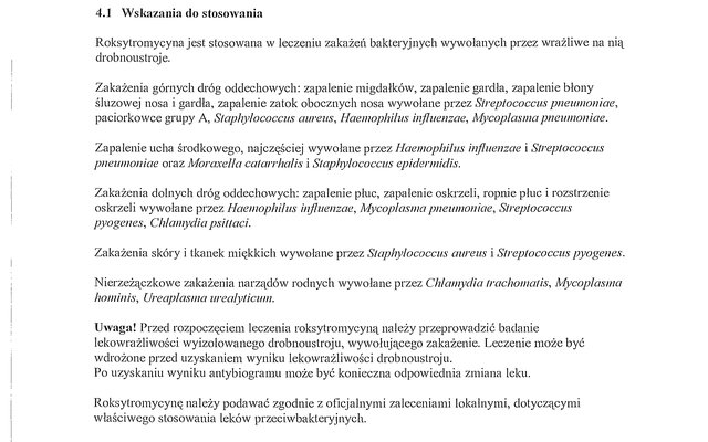 Wskazania wg ChPL