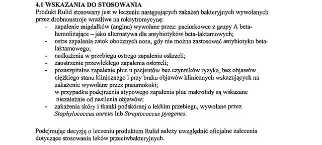 Wskazania wg ChPL