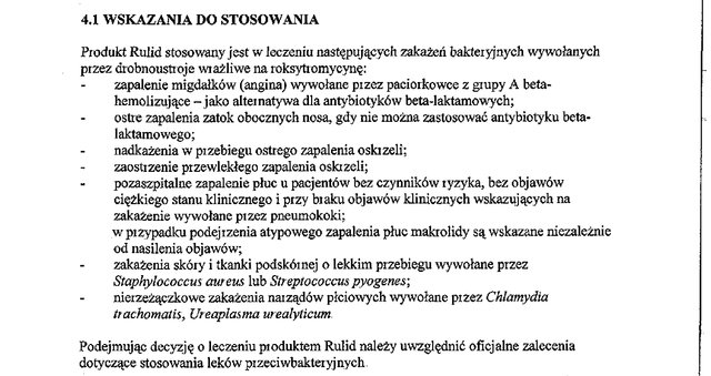Wskazania wg ChPL