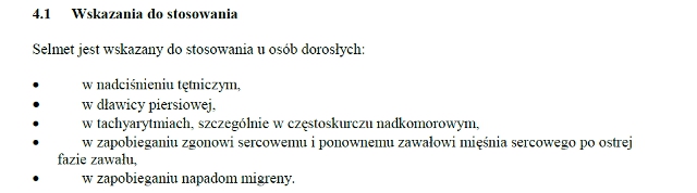 Wskazania wg ChPL