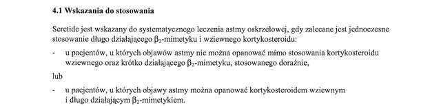 Wskazania wg ChPL
