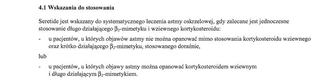 Wskazania wg ChPL