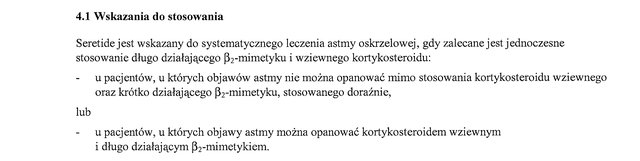 Wskazania wg ChPL